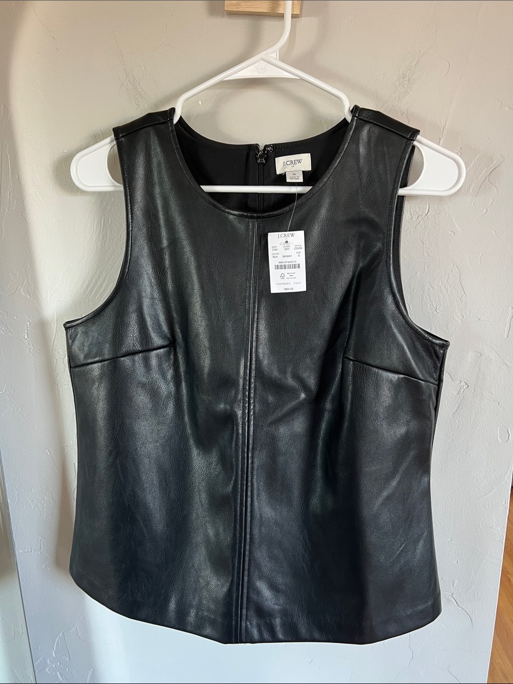 J. Crew Black Faux Leather Sleeveless Top
